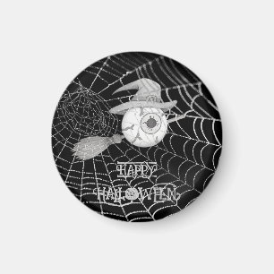 Imán escoba de brujas de Halloween, ojo temible, telara
