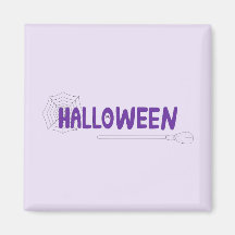 Escoba mística de Halloween y detalle de telaraña