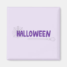 Imán Escoba mística de Halloween y detalle de telaraña 