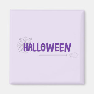 Imán Escoba mística de Halloween y detalle de telaraña 