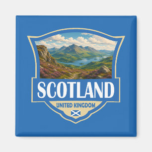 Imán Escocia Reino Unido Ilustración Insignia Retro
