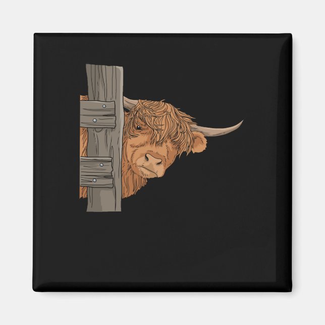 Imán Escocia: Vaca Highland Gift femenino Highland Cow (Frente)