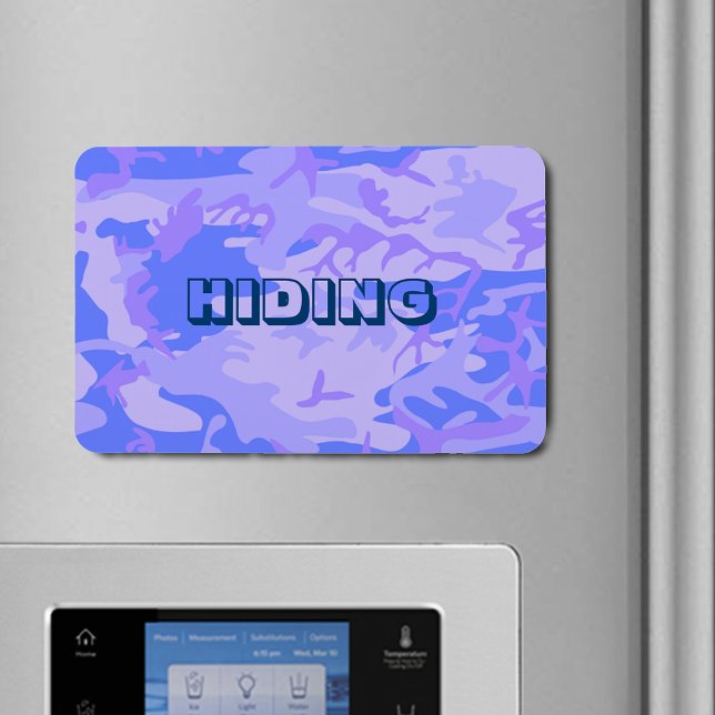 Imán Escolta de patrón de resumen azul Pastel de camufl (Camouflage Pastel Blue Abstract Pattern Hiding Magnet)