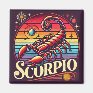 Imán Escorpio Zodiac Square Magnet Retro