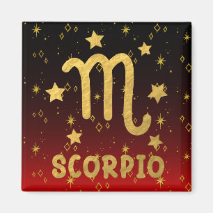 Imán Escorpio Zodiaco Red and Gold Magnet
