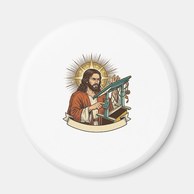 Imán Escritorio de pie roto de Jesús atascado a mitad d (Frente)