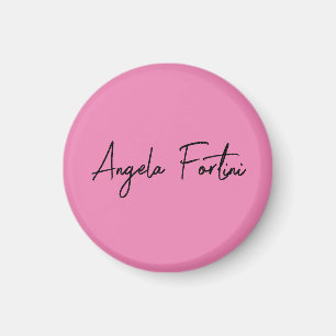 Imán Escritura a mano Nombre profesional simple rosa si
