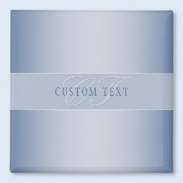 Imán Escritura de monograma elegante editable | Azul