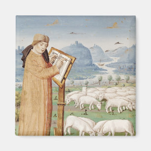 Imán Escritura de Virgil en un campo de ovejas y de
