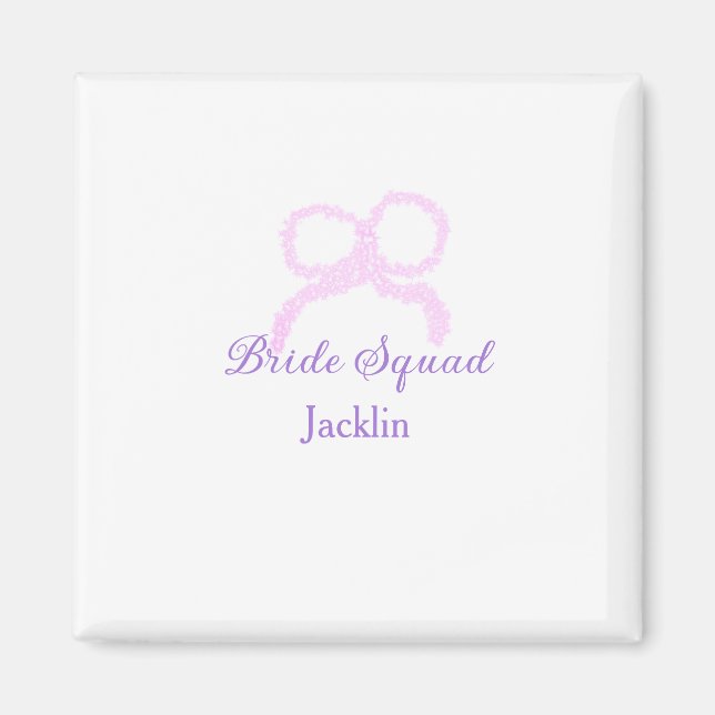 Imán Escuadrón de novias purpurina rosa estrella del ar (Frente)