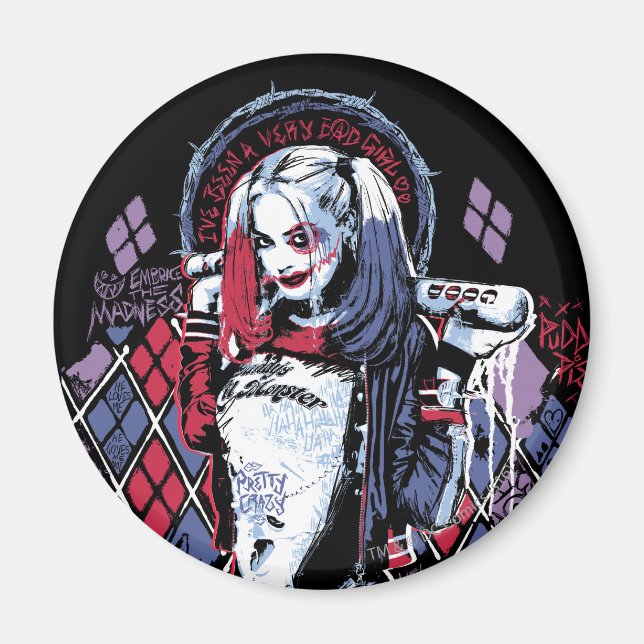 Imán Escuadrón suicida | Grafiti con tinta Harley Quinn (Frente)