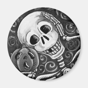 IMÁN ESCUCHA TU PUMPKIN, HALLOWEEN SKELETON MAGNET