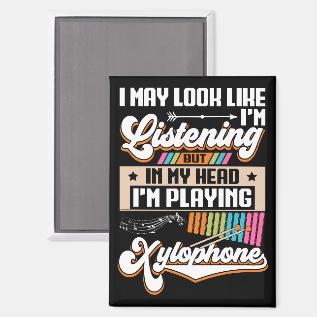 Imán Escuchando divertida en mi cabeza estoy jugando Xi (Anverso/Reverso)