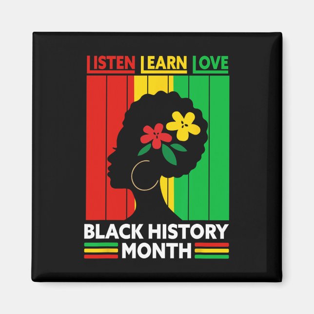 Imán Escuchar Aprender Amar Mes de la Historia Negra Af (Frente)