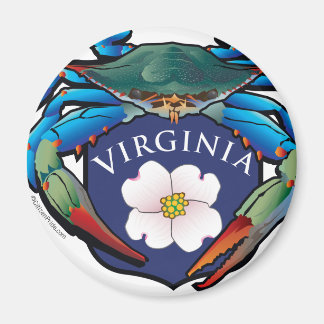 Imán Escudo Blue Crab Virginia Dogwood Blossom