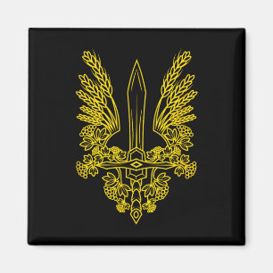 Imán Escudo de armas amarillo estilizado de Ucrania - O