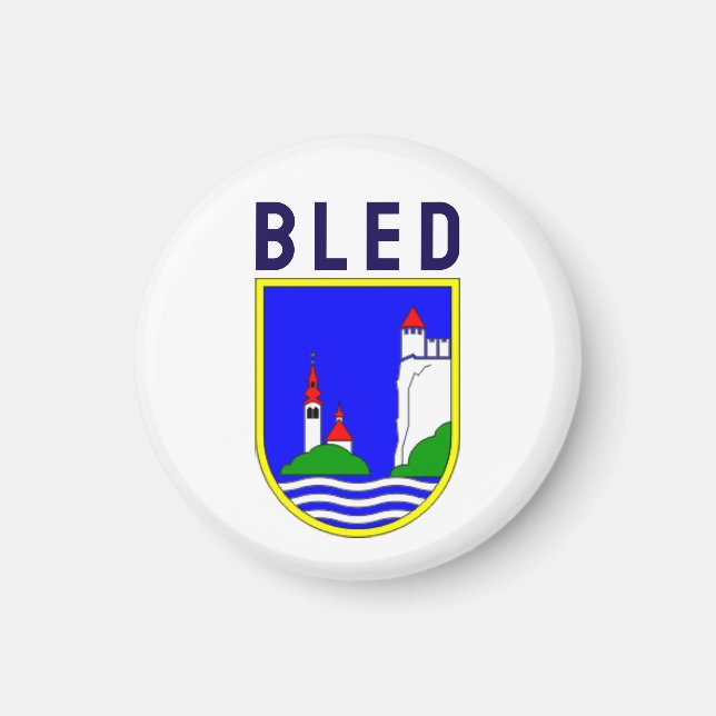 Imán Escudo de armas de Bled, Eslovenia (Frente)