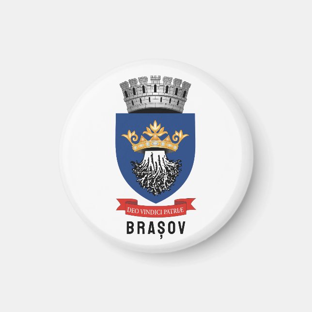 Imán Escudo de armas de Brașov, Rumania (Frente)