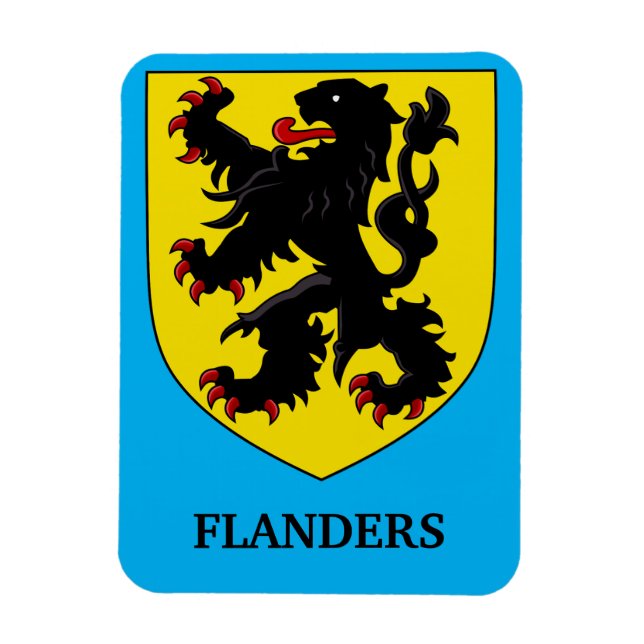 Imán Escudo de Armas de Flandes León Heraldico (Vertical)