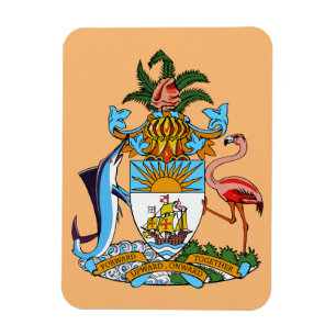 Imán Escudo de armas de las Bahamas: Marlin, Flamingo, 