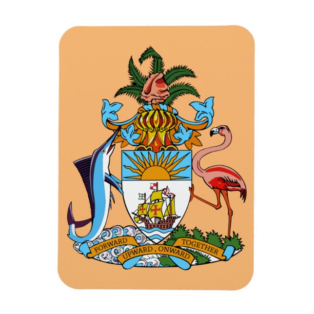 Imán Escudo de armas de las Bahamas: Marlin, Flamingo,  (Vertical)