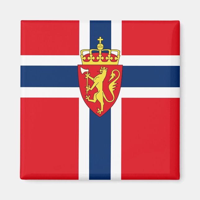 Imán Escudo de armas de Noruega en la bandera de Norueg (Frente)
