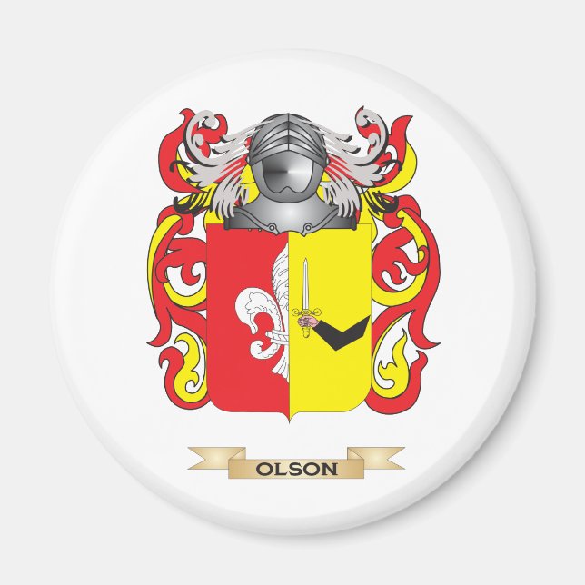 Imán Escudo de armas de Olson (escudo familiar) (Frente)