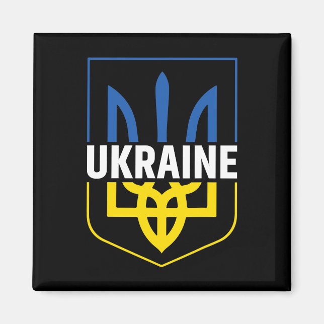 Imán Escudo de armas de orgullo tridente de Ucrania Try (Frente)