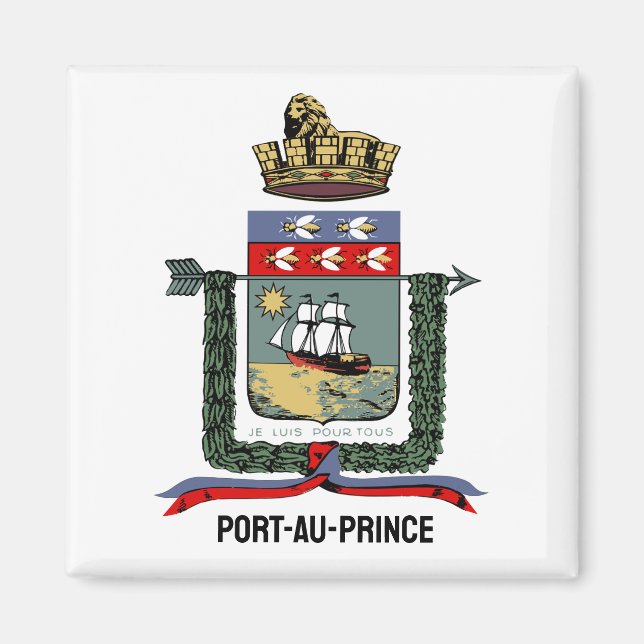 Imán Escudo de armas de Puerto Príncipe, HAITÍ (Frente)