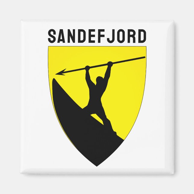 Imán Escudo de armas de Sandefjord, Noruega (Frente)