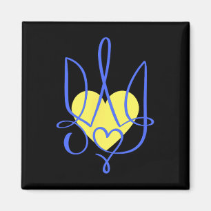 Imán Escudo de Armas de Tridente Ucrania Regalo Corazón
