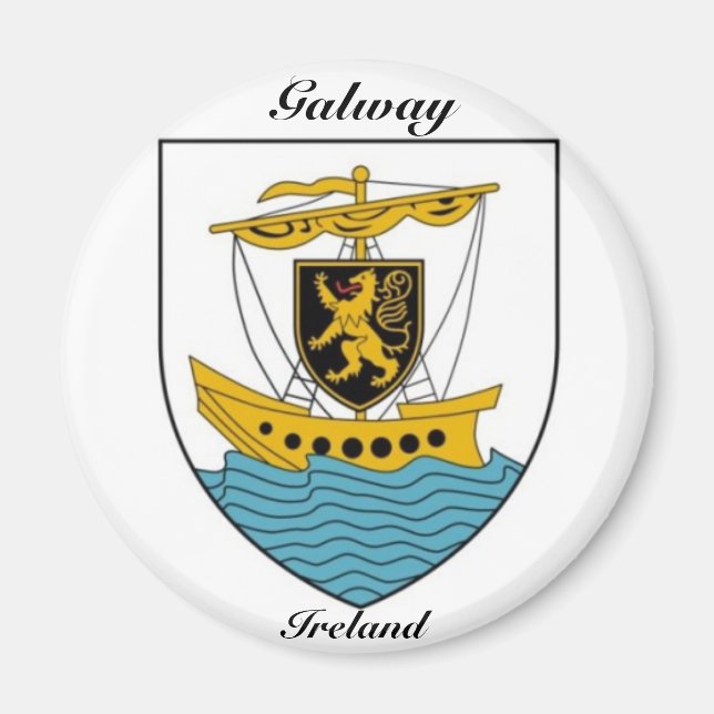 Imán Escudo de armas del buque antiguo de Galway Irland (Frente)
