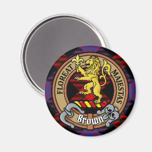 Imán Escudo de armas del Clan Brown sobre tartán
