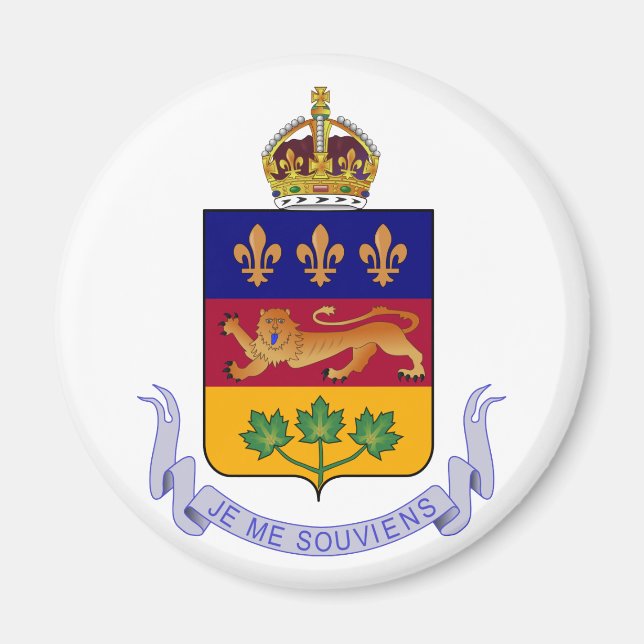 Imán Escudo de armas Québec Oficial Canadá Heraldry Log (Frente)