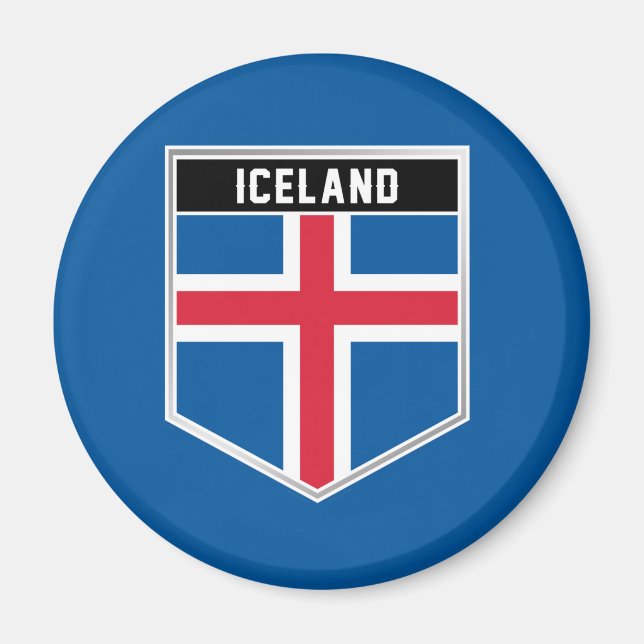 Imán Escudo de bandera de Islandia (Frente)