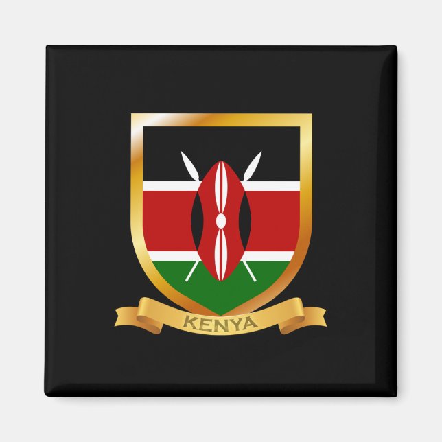 Imán Escudo de bandera de Kenia (Frente)