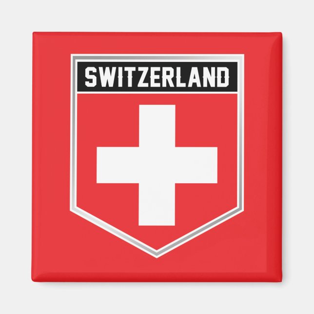 Imán Escudo de bandera de Suiza (Frente)