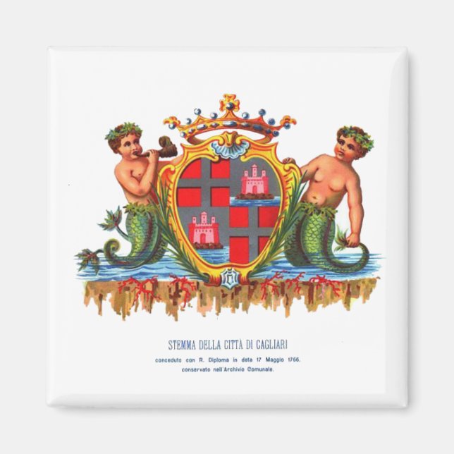 Imán Escudo de Cagliari, botón de Cerdeña (Frente)