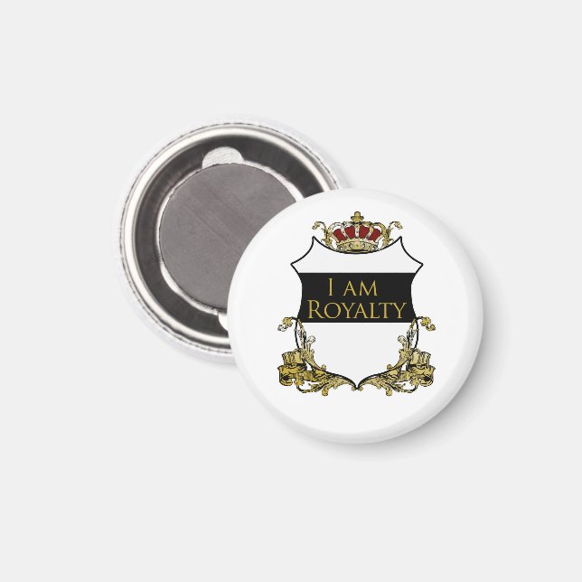 Imán Escudo de Corona Real Soy Realeza (Anverso/Reverso)