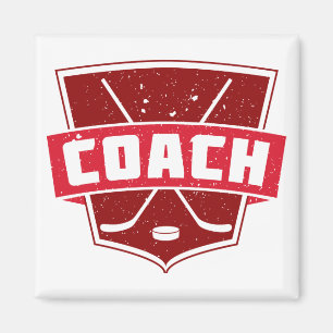 Imán Escudo de estilo retro del entrenador de hockey