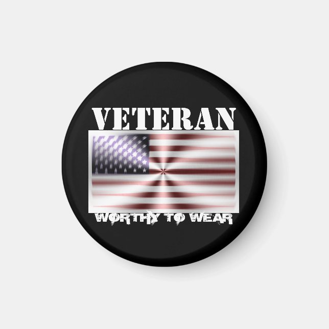 Imán Escudo de la Bandera de Estados Unidos - Veterano  (Frente)