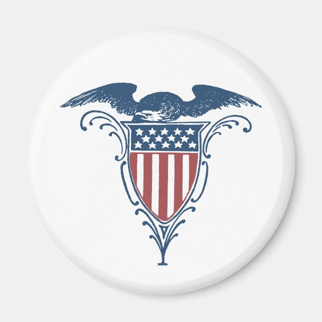 Imán Escudo de la cosecha Rojo Azul Blanco Estrellas de (Frente)