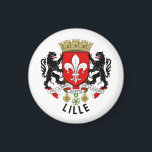 Imán Escudo de Lille (Francia)<br><div class="desc">Escudo de armas de Lille - con el nombre de la ciudad agregado abajo. Apodado en Francia la "Capital de Flandes", Lille y sus alrededores pertenecen a la región histórica de Romance Flanders, un antiguo territorio del condado de Flandes que no forma parte del área lingüística de Flandes Oeste. Lille...</div>