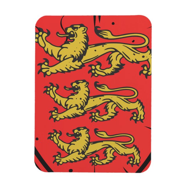 Imán Escudo de madera de los tres leones de Inglaterra (Vertical)