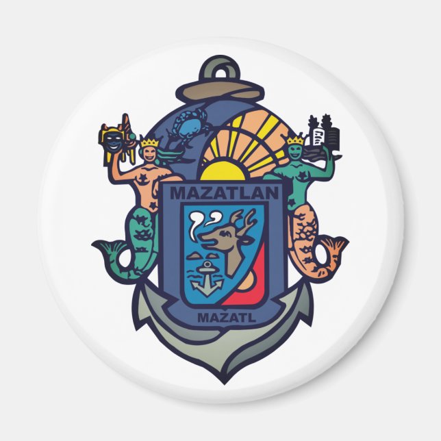 Imán Escudo de Mazatlán, Sinaloa (MX) Magnet (Frente)