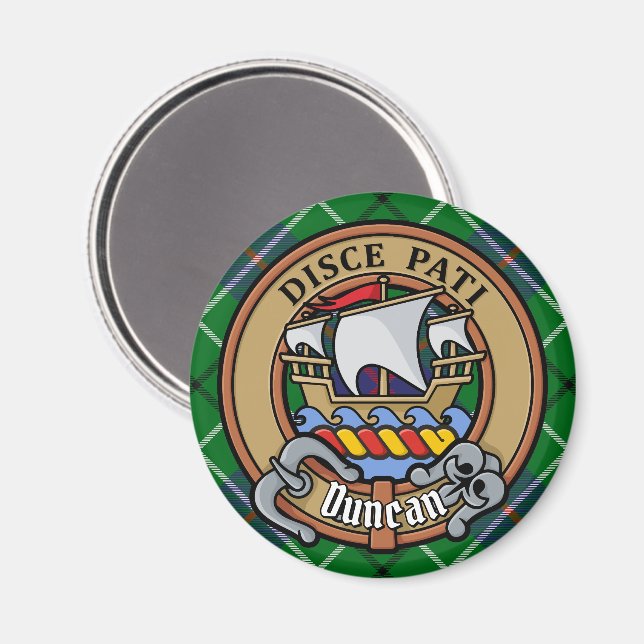 Imán Escudo del Clan Duncan sobre tartán (Anverso/Reverso)