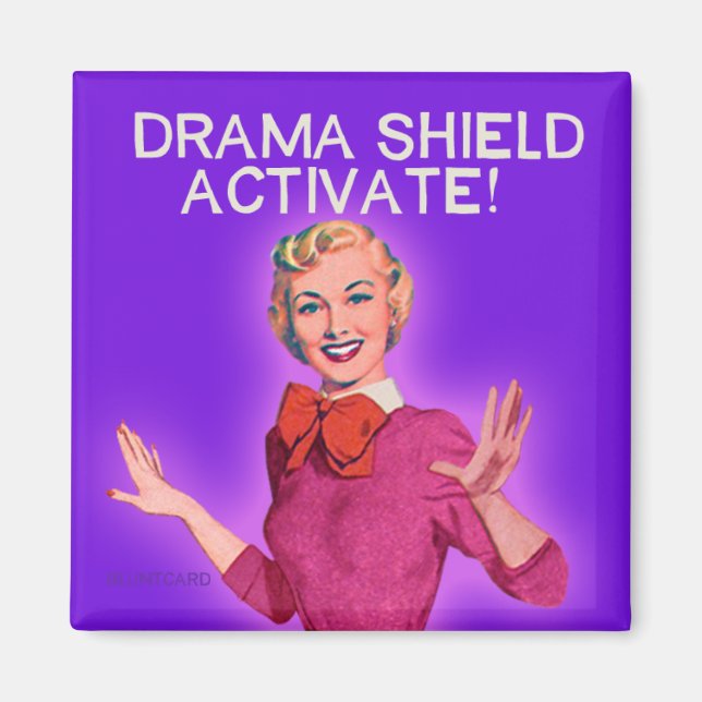 Imán Escudo Drama Activar. Bluntcards. Bluntcard. (Frente)