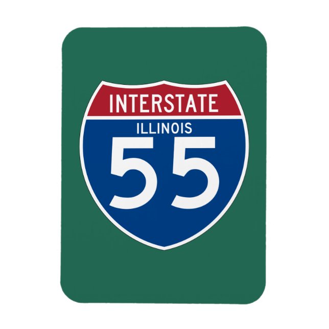 Imán Escudo Interestatal de Autopistas Illinois IL I-55 (Vertical)