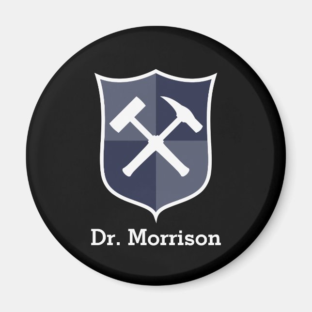 Imán Escudo Rock Personalizado de geólogo (Frente)