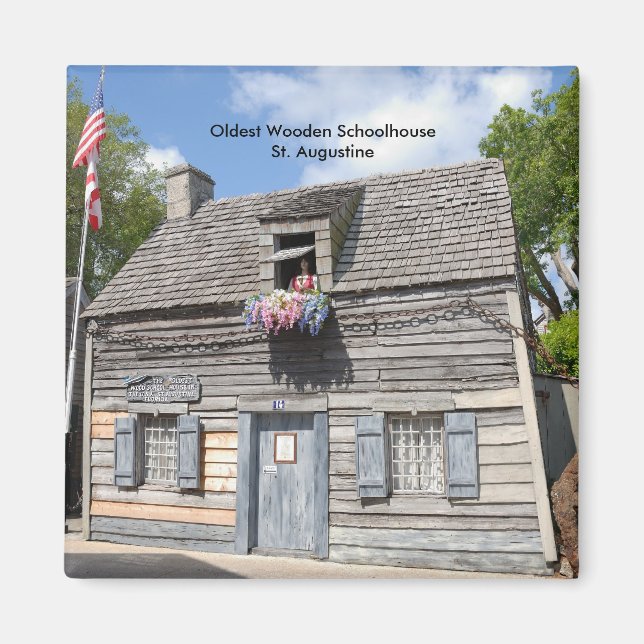 Imán Escuela de Madera más antigua St. Augustine (Frente)